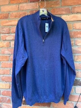 Paul Fredrick Men's Quarter-Zip Mock Neck Sweater ~ XXL
